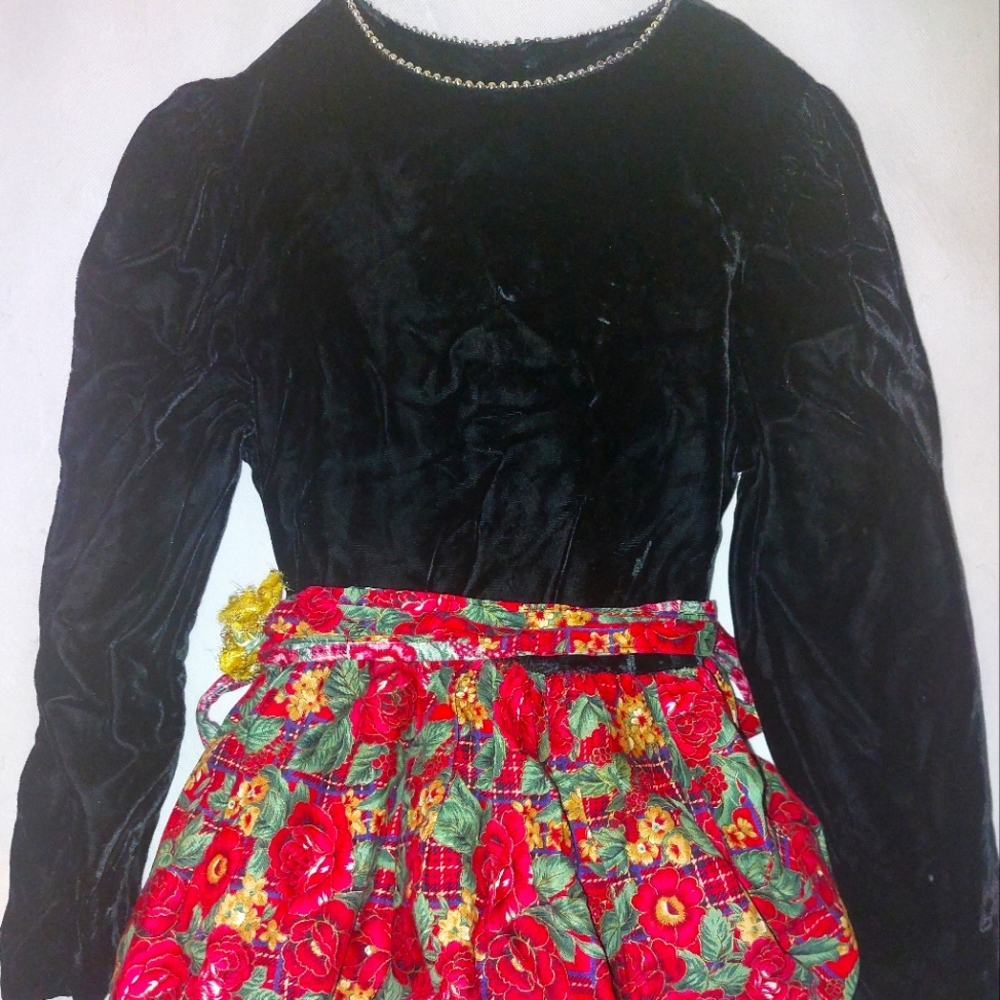 Vintage velvet Christmas dress and accessories